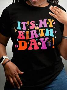 Es mi camiseta de celebración de cumpleaños con letras coloridas e íconos de fiesta para un atuendo divertido de cumpleaños - Estilo callejero vintage, unisex, de algodón, manga corta, cuello redondo, 100% algodón. - Negro - Ver 7