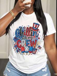 Camiseta de Mujer para el Día de la Independencia, Diseño Patriótico con Helados y Bandera, Ropa para Fiesta de Celebración del 4 de Julio - Blanco - Ver 2