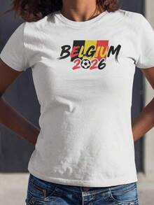 Camiseta Gráfica Animada con la Bandera de Bélgica para Fans, Diseño Inspirado en Torneos Mundiales de Fútbol, Regalo Deportivo para Aficionados al Fútbol, Camiseta Unisex - Negro - Ver 1