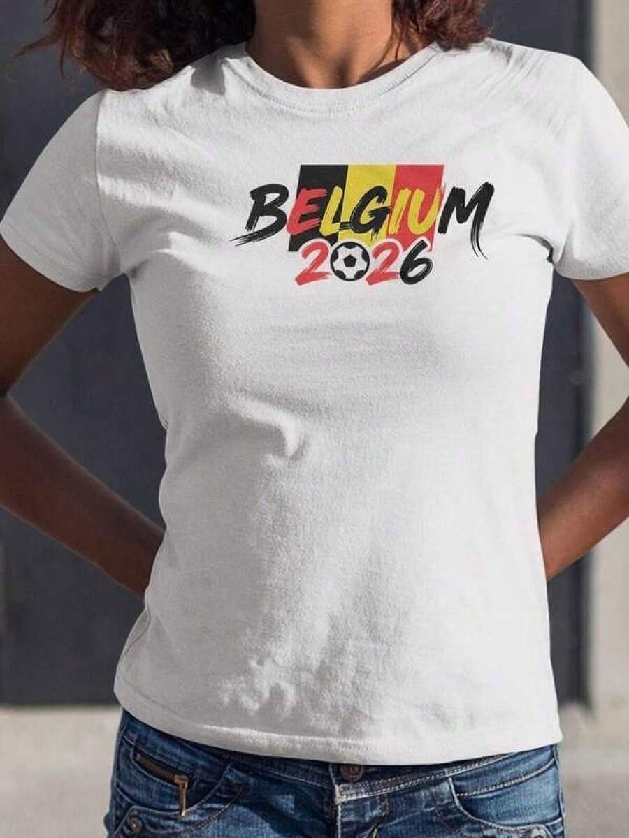 Camiseta Gráfica Animada con la Bandera de Bélgica para Fans, Diseño Inspirado en Torneos Mundiales de Fútbol, Regalo Deportivo para Aficionados al Fútbol, Camiseta Unisex - Negro - Ver 1