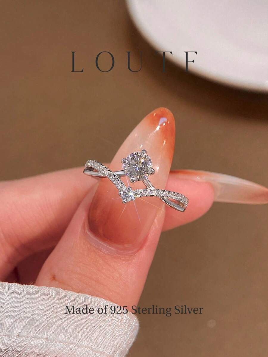 Newsoul 1 chiếc nhẫn đính hôn hình tròn đính đá Moissanite sáng bóng 0.5 carat, bạc sterling 925, quà tặng kỷ niệm ngày cưới vĩnh cửu, trang sức cao cấp tinh tế.