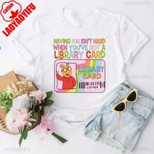 Divertirse No Es Difícil Cuando Tienes Una Tarjeta de Biblioteca, Camiseta de Arthur y sus Amigos, Camiseta Infantil, Tops de Algodón Bonitos para Mujer - Blanco - Ver 8