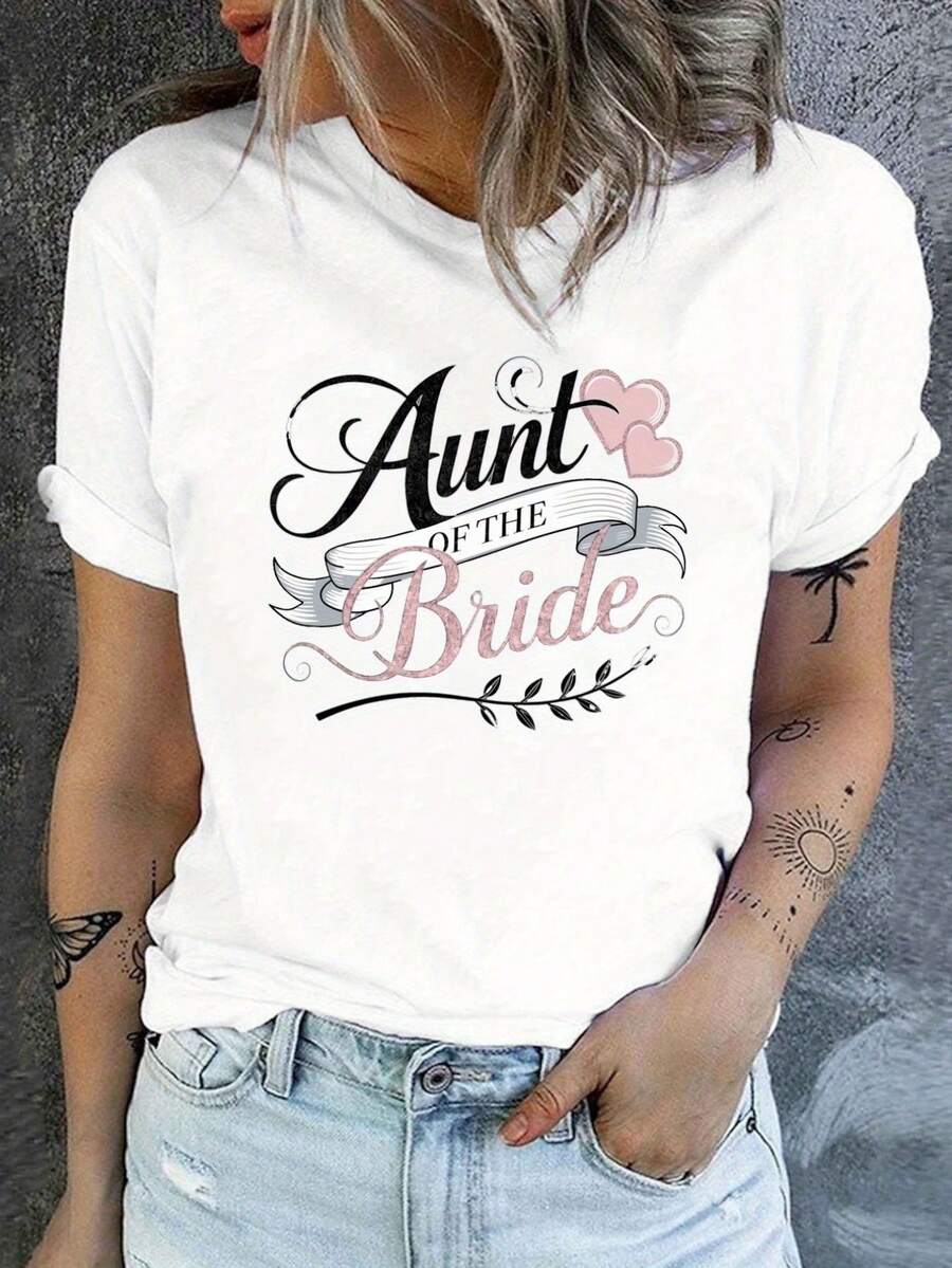 Camiseta con Estampado deía de la Novia para Mujer - Manga Corta, Cuello Redondo, Patrón Geométrico, Estilo Casual, Elasticidad Media, Lavable aáquina - para Invitadas de Bodas en Primavera/Verano y Uso Diario, Tela Impermeable, Disponible en Tiendas Comunitarias, , Suave y Cómoda, Camiseta Unisex de Algodón de Manga Corta y Cuello Redondo Estilo Urbano D-Vintage. - Blanco - Ver 1