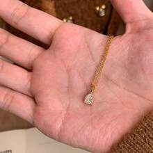 Women's Minimalist Versatile 18K Gold Plated Zirconia Mermaid Tear Pendant Necklace - Gold - View 5