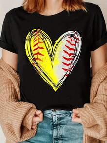 Camisetas Estampadas de Softball, Camisetas de Vida de Softball, Camisetas para el Día del Juego, Camisetas para Mamás de Softball, Camisetas para Familias de Jugadoras de Softball - Negro - Ver 2