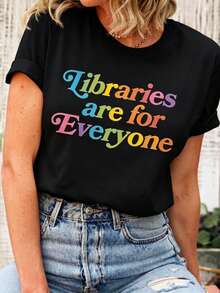 Camiseta "Las bibliotecas son para todos", Camiseta "Libros prohibidos",  libros prohibidos, Los libros salvan vidas, Apoya las bibliotecas públicas - Negro - Ver 7