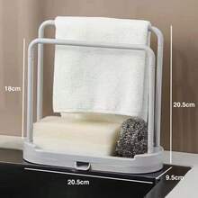 1/2 Buah Rak Penyimpanan Wastafel Dapur, Tempat Spons & Lap Piring Multifungsi dengan Gantungan Handuk, Pengatur Meja Dapur yang Dapat Mengalirkan Air Sendiri, Wadah Penyimpanan Dapur Hemat Ruang untuk Perlengkapan Pembersih, Aksesori Dapur Ringan dan Tahan Lama, Dekorasi Rumah Ideal & Hadiah Pengatur Dapur Praktis - Satu ukuran cocok untuk semua. - View 11