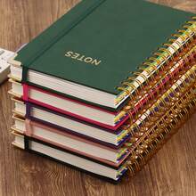 A5 Spiral Notebook - 300 Pages Hard Cover PU Notebook, 100GSM Thick Paper, Retro Style, Horizontal Lines, Pink Faux Leather Cover, Suitable For Work, School And College Planning, Notebook And Journal With Removable Divider Pages And Tabs, 5 Subject College Ruled Notebook For Students, High Quality Paper Material Plain Cover Sketchbook, Sketch Pad, Professional Notebook, Study Notes, Minimalist Design, Smooth Writing Surface - A5 - View 7
