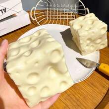Squishy Jumbo Cheese Cube Squeeze Toy Big Cheese Shapeable Squeeze Ball Non-Bounce Fidget Toy Sensory Anti-Stress Festival Gift - 1塊大乳酪 - 查看 4