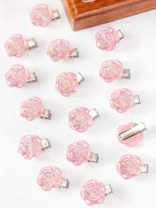 VBOOR 10pcs Romantic Rose Hair Clips, Iridescent Pink Rose Hair Accessories, Bangs/Everyday/Date Versatile Hair Clips For Women,Hair Barrettes - Multicolor - View 8