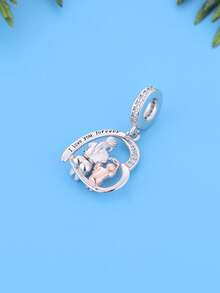 1pc 925 Sterling Silver Eternal Love Pendant Set, Rose Gold Plated Family Pet Angel Wings Cubic Zirconia Pendant, Meaningful Gift For Women With Sensitive Skin - Silver - View 8