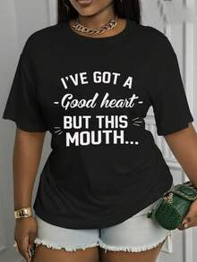 Suave, transpirable y ligera para comodidad durante todo el día. Divertida camiseta para mujer con la ingeniosa frase "Tengo buen corazón - pero mi boca..." - Camiseta casual de manga corta y cuello redondo con un estampado llamativo y juguetón. La ligera camiseta es adecuada para uso casual en primavera, verano y otoño, y es lavable a máquina, lo que la convierte en un artículo imprescindible para tu guardarropa. Cuello redondo clásico con un corte relajado que favorece todas las formas del cuerpo y es fácil de combinar con jeans, shorts y leggings. - Blanco - Ver 7
