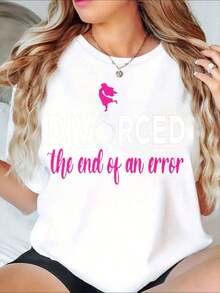 Camiseta Gráfica para Mujer "Divorciada: El Fin de un Error", Camiseta de Declaración, Top de Moda Empoderadora, Celebra la Libertad e Independencia, Regalo para Ella - Estilo Urbano Vintage, Unisex, Camiseta de Manga Corta de Algodón Suelto con Cuello Redondo, 100% Algodón - Blanco - Ver 7