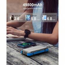 Power Bank Solar 49800mAh de Alta Capacidad con Carga Inalámbrica 15W + Carga Rápida QC3.0 + 4 Cables Integrados | Batería Externa Portátil con Linterna Dual | Energía Potente y Segura para Camping, Viajes, Senderismo y Emergencias - por defecto - Ver 5