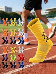 9 Pairs Random Assorted Non-Slip Soccer Socks, Unisex Anti-Slip Wear-Resistant Sports Socks, Football Basketball Running Socks - Multicolor - View 3