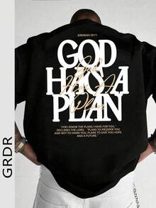 GRDR Men's Summer Religious Graphic Print Casual Round Neck Short Sleeve T-Shirt, Comfortable & Fashionable - Black - View 1