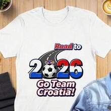 Camiseta Unisex de Fútbol para Aficionados de Croacia_ Diseño de Edición Limitada Road to 2026 - Negro - Ver 6