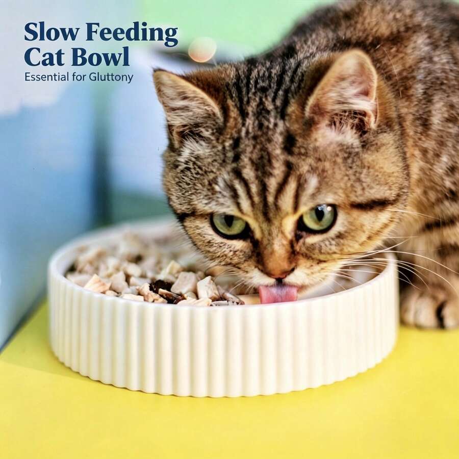 米色防呛慢食碗,适用于小型和中型犬,猫狗粮碗,宠物用品 - Slow Food Bowl - 查看 1
