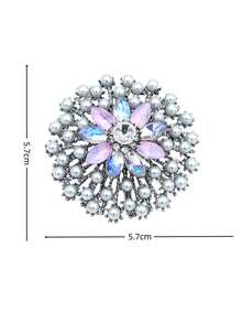 1pc Rhinestone Crystal Flower Brooch, Shiny Large Crystal Floral Lapel Pin - Flowers - View 7