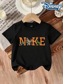Disney Officially Licensed Baby T-Shirt For Boys & Girls 6-36 Months – Black Short Sleeve Top, Ultra Comfortable & Super Soft Polyester, Relaxed Fit With Toy Story Character Print (N-I-K-E Letters Design), High-Quality Graphic Detail, Stylish Daily Wear, High Visual Appeal, Great For Casual Outings & Home Use, New Arrival, Express Delivery - Black - View 2