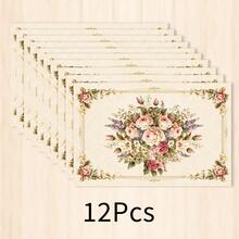 1 pieza Mantel individual de lino con estampado floral, tapete para desayuno, posavasos de café, base para tazón, accesorio de cocina, fácil de limpiar, apto para el hogar, restaurante, decoración del comedor, regalo festivo, regalo para amigos, juego de múltiples piezas - Multicolor - Ver 21