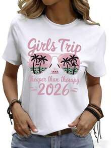 Camiseta Gráfica de Manga Corta [Especial Tarta de Huevo] Pre-Lanzamiento Año Nuevo 2026, Top Casual de Cuello Redondo para Mujer, Camiseta Blanca Holgada de Año Nuevo 2026 para Mujer, Ropa Casual de Fiesta de Manga Corta con Cuello Redondo, Diseño Estampado de Bienvenida 2026, Lavable a Máquina, Adecuada para Todas las Temporadas, Ideal para Fiestas y Uso Casual Diario, Tela Suave y Transpirable, Ropa Casual para Mujer, Top Elástico Estampado de Moda Popular Europea y Americana, Perfecto para Combinar con Atuendos Casuales o Formales, Estilo Vintage. - Blanco - Ver 5