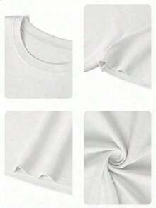 Camiseta gráfica de manga corta personalizada para mujer, ideal para el verano, conjunto de playa blanco con elementos de cactus, blusas casuales y elegantes para mujer, ropa deportiva femenina. - Camiseta unisex de algodón holgada de manga corta y cuello redondo estilo vintage urbano. - Blanco - Ver 4
