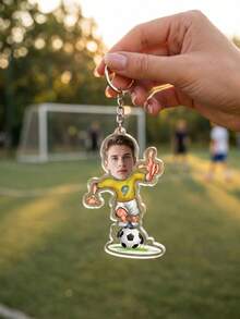 1 Stück personalisierter Foto-Fußballspieler Acryl Schlüsselanhänger, personalisierter Fußball-Figur Schlüsselring für Sportfans, personalisierter Fußballstar Schlüsselring für Tasche, Rucksack und Autoschlüssel, Geburtstagsgeschenke und Sammlerstücke - Verschiedenfarbig - Übersicht 3