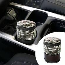 Sparkling Diamond Car Ashtray, Glamorous Shiny Crystal Car Ashtray With Lid - Portable Office And Home Car Ashtray - Durable ABS Material, Decorated With Shiny Rhinestones, Creative And Fashionable Design For Women - Vehicle-mounted Trash Cans - View 6