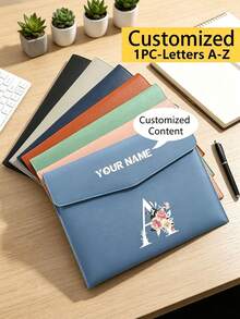 1 pieza Carpeta de negocios A4 con hebilla, adecuada para profesionales de negocios. Bolsa de documentos gruesa perfecta para uso de oficina, con textura suave y maletín de moda. 26 letras - Multicolor - Ver 4