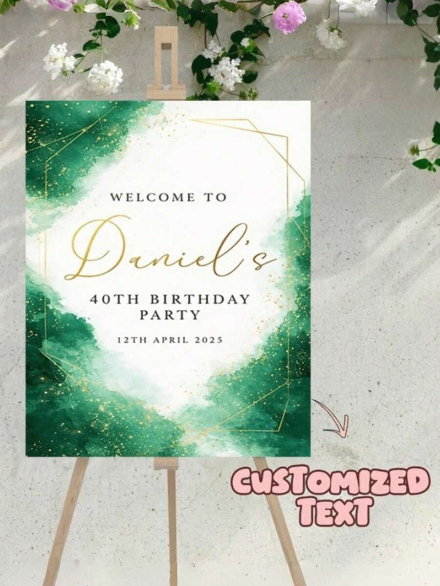Customizable 40th Birthday Party Welcome Sign With Name Age And Date, Personalized Poster And Prints, Indoor Outdoor Decor, No Frame, Multicolor - Multicolor - View 1