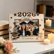 Marco de fotos de madera para graduación, diseño creativo de birrete y pergamino, regalo para graduados de escuela secundaria y universidad - A - Ver 9