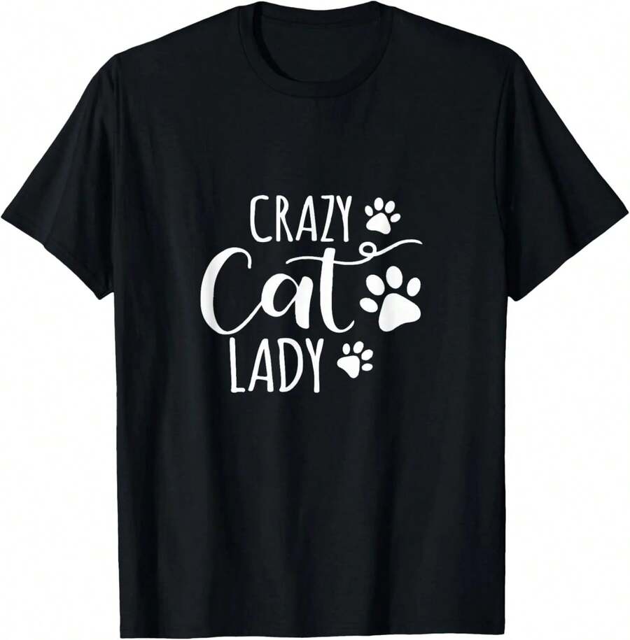 Camiseta Divertida de Mujer Amante de Gatos para Hombres y Mujeres, Camiseta Blanca y Negra, Talla: Extra Grande S-376XL - Negro - Ver 1
