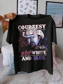 Camiseta informal holgada [Camisetas Conmemorativas de Toby Keith] Camiseta Conmemorativa de la Canción Patriótica "Courtesy Of The Red, White And Blue" |   Estilo callejero retro patriótico |   Camiseta del Día de la Independencia |   Camiseta del 250º Aniversario |   Camiseta de algodón 100% de corte holgado y peso pesado |   Excellent Holiday Gift,Camiseta estampada de verano, cuello redondo, informal y versátil, ideal para el día a día, viajes o vacaciones, apta para niños, niñas y adolescentes, diseño unisex. - Negro - Ver 6
