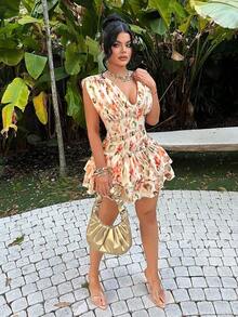 MEXSHEIN  Vestido de vuelo con estampado floral para vacaciones, vestido bohemio, vestido de mujer para vacaciones, vestido de cena de vacaciones, vestido de Havana Nights, vestido de vuelo, playa, primavera, verano, vestido sexy de vacaciones, vestido de verano para mujer, vestidos de vacaciones para mujer, conjunto de verano para mujer, vestidos hermosos para mujer, vestido floral bohemio para mujerMEX ETMP - Multicolor - Ver 4