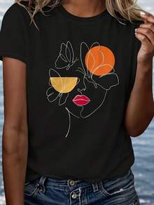 Camiseta de Manga Corta para Mujer - Negro - Ver 2