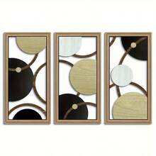 2D flaches Holz Wanddekor Set 3 Stücke mittelalterliche moderne Kunst neutrale böhmische Dekoration geeignet für Wohnzimmer, Schlafzimmer oder Büro, Wohnzimmer Dekoration | Perfekt für 11 Feiertage Naturholz Dekoration - Feiertagsdekoration ohne Strom erforderlich - Verschiedenfarbig - Übersicht 7