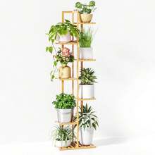 ROSSNY 55 Inch Tall Plant Stand Indoor, 7 Tier 8 Potted Bamboo Plant Stands For Indoor Plants, Corner Plant Stand, Tiered Plant Stands, Plant Shelf For Indoor, Planter Holder For Multiple Plants Indoor, Black - B-Black - View 9