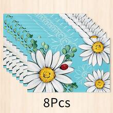 1 pieza Mantel individual de lino con estampado floral, tapete para desayuno, posavasos de café, base para tazón, accesorio de cocina, fácil de limpiar, apto para el hogar, restaurante, decoración del comedor, regalo festivo, regalo para amigos, juego de múltiples piezas - Multicolor - Ver 15