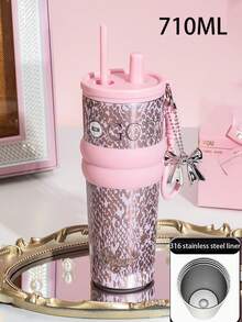 1pc Premium Insulated Beverage Tumbler, 316 Stainless Steel Material, Outdoor/Car Straw Water Bottle/Coffee Cup, Keeps Hot/Cold, Leak-Proof, Fits Car Cup Holder, Suitable For Sports, Travel And School, Great Gift For Valentine's Day, Women - Multicolor - View 15