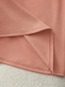 Vestido casual elegante con diseño de hombros y cintura ceñida de manga corta rojo, adecuado para vacaciones de verano - Rosa - Ver 7