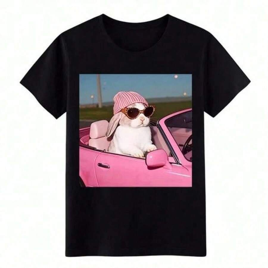 Cool Bunny in Pink Convertible T-Shirt Funny Retro Car Graphic Tee for Men Womencamisetas para hombre playeras de hombre ropa hombre conjunto de hombre playera de hombre cosas de hombre vestido casuales para mujer conjuntos de mujer blusas elegantes camisetas para mujer vestido de mujerblusas para mujer playeras de mujer vestidos casuales para mujer y2k playeras deportivas para mujer verano camisetas ropa de mujer Fashion Perfect For Daily - Negro - Ver 1