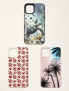 3pcs Summer Beach-Themed Phone Case Set: Ocean Turtle & Starfish, Palm Tree Graphic, Red Plaid Seashell & Lobster Print, Shockproof Full Coverage Phone Covers Compatible With IPhone 11/17/17 Pro/17 Pro Max, Galaxy S25 Ultra. Suitable For Mother's Day, Valentine's Day, Birthday, Easter, Spring/Summer Seasons, Back To School Gifts, Daily Use. - Multicolor - View 21