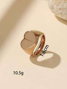 1 pièce Bague à large bande en acier inoxydable or rose, taille réglable, cœur, larme, rectangle, carré, minimaliste polyvalent, convient pour la décoration quotidienne des femmes ou comme cadeau - Or rose - Voir 17