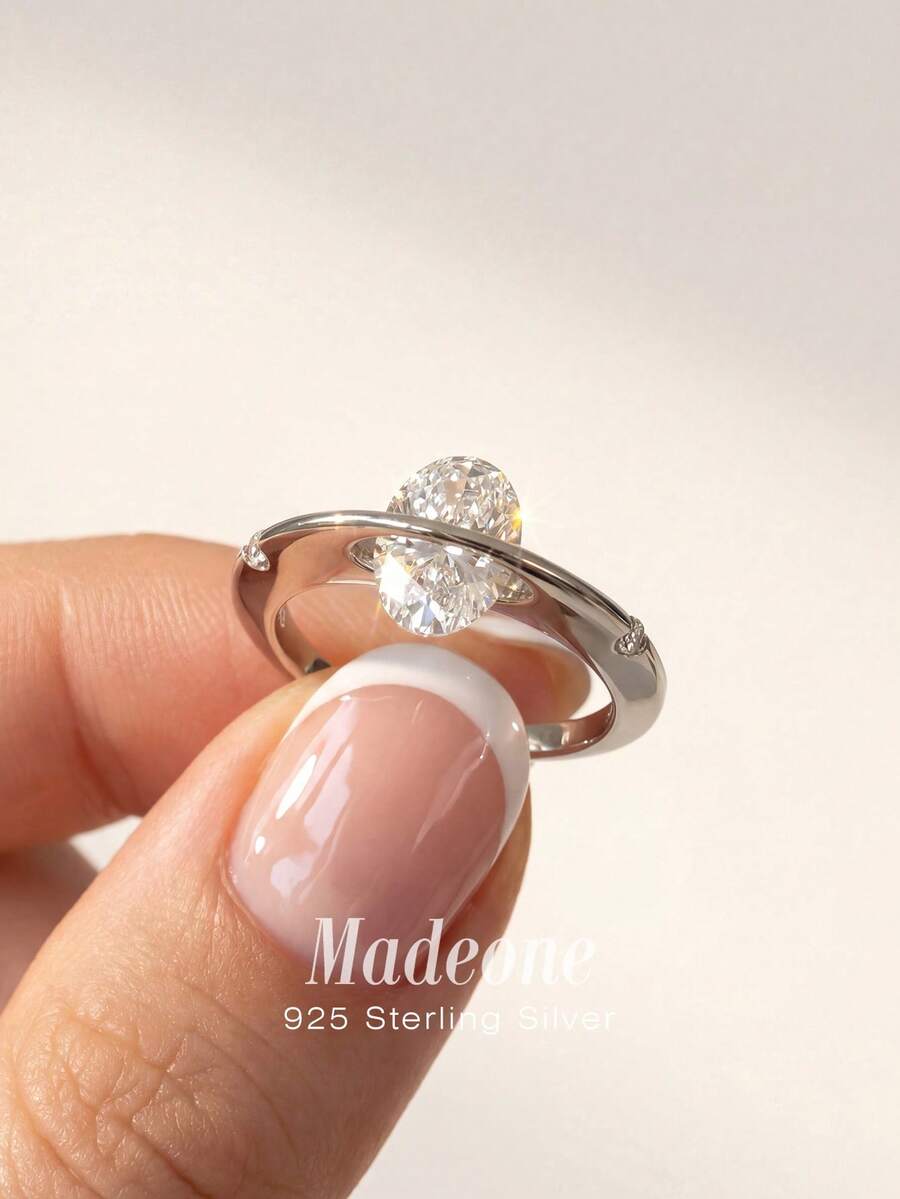 MADEONE 1pc 925 Sterling Silver Personalized Sparkling Zirconia Planet Ring, Versatile Daily Wear For Women, Suitable For Party, Exquisite Jewelry Gift