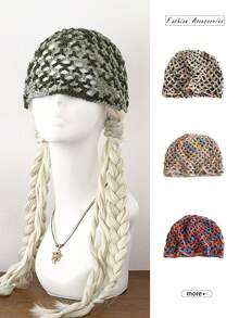 Lilac Openwork Knit Hat With Sparkling Sequins, Bohemian Accessory For Parties, Beach And Aesthetic Photoshoots For Women - 鏤空針織帽 - 查看 3