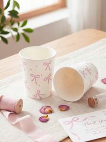 8pcs Pink Bow Paper Cups, Pink Bow Disposable Drink Cups Suitable For Gender Reveal Party Decor, Baby Shower Decor, Newborn Party Tableware Decor, Pink Baby Girl Party Table Decor, Fit For Hot/Cold Drinks, Coffee, Suitable For Baby Shower, Family Gathering, Picnic, Baby Party Decor, Home Decor, Birthday Decor, Baby Party Supplies, Wedding Graduation Opening Decor - Pink Bow - View 9
