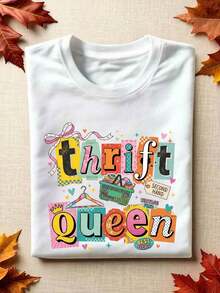 Camiseta 'Thrift Queen', Camiseta de Moda, Regalo para Amantes del Thrifting, Camiseta con Gráficos Retro, 'Preferiría Estar Thrifting', Mercado de Segunda Mano, Conjunto Retro Vintage para Amantes de las Compras, Regalo de Boutique para Amantes del Thrifting, Amante de Antigüedades. EC-281Camiseta Algodón - Blanco - Ver 6