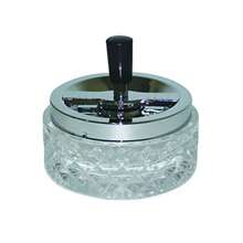 Clear - 12cm Vintage Push Down Glass Spinning Ashtray Choose Your Own Colour Clear - Transparente - Ver 4