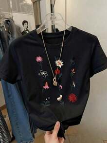 1 pieza de camisa elegante para mujer con estampado floral, nuevo lanzamiento, 100% algodón, talla grande, 2026180g, 100% algodón - Por lo tanto - Ver 12